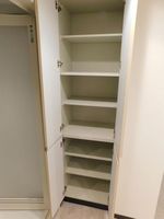 洗面室:洗面脱衣室にはリネン棚も設置済みです