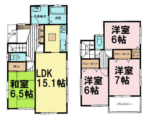 間取図/区画図:４LDKの魅力的な間取り！家族とコミュニケーションが増える構造です！楽しく暮らせそうです！各居室広々しているので、家具の置き場に困らないので自分の理想のお部屋に仕上げられますね！