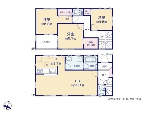 間取図/区画図:魅力的な3LDKの間取り！LDKは広々15帖超！家族でゆったりとお家時間が過ごせそうですね。ぜひ一度、センチュリー21千葉リアルティーまでお問合せください。