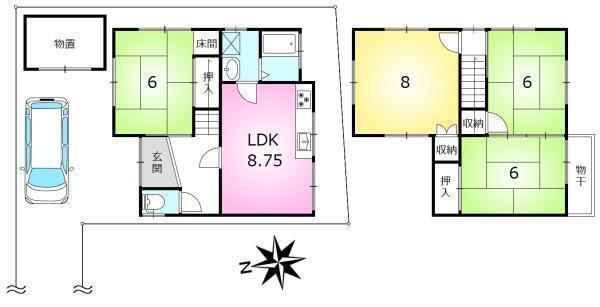 間取図/区画図:4LDK、駐車可！どのような家族構成でも使いやすい間取りです。