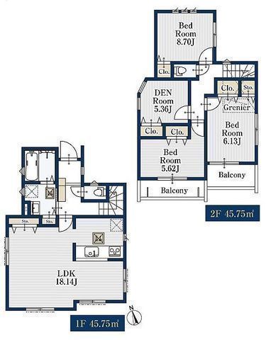 間取図/区画図:【人気の海老名駅徒歩15分!近隣施設充実で生活便利な立地です!】LDKゆったり18帖、主寝室6帖!モデルハウスございます!