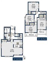 間取図/区画図:【人気の海老名駅徒歩15分！近隣施設充実で生活便利な立地です！】LDKゆったり18帖、主寝室6帖！モデルハウスございます！