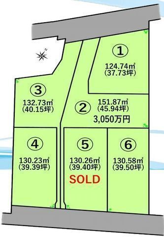 間取図/区画図:【全6区画の分譲地！駅徒歩12分、近隣施設充実で生活便利な立地です！】建築条件無しですのでお好きなハウスメーカーで建築できます！
