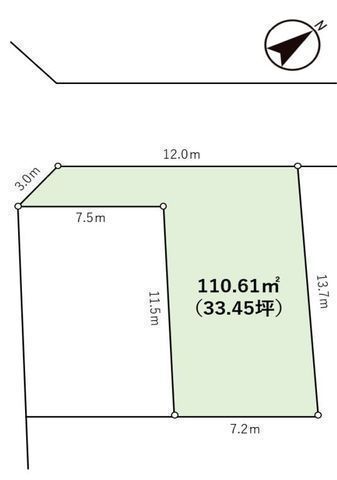 間取図/区画図:【土地ゆったり33坪！】建物フリープランですのでお好きな間取で建築できます！条件外しご相談ください！