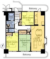 間取図/区画図:【南東角部屋で陽当り・通風良好！ダブルバルコニーで全居室に接しています！】小学校は目の前！教育施設や公園が近く買い物にも便利な子育て世代にやさしい環境です！