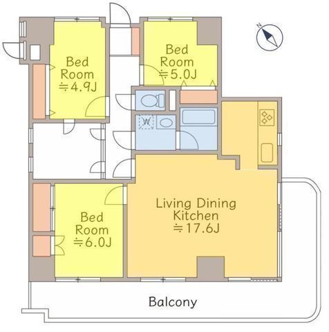 間取図/区画図:【5階南西角部屋、L字バルコニーにつき陽当たり・眺望・通風良好です!】ペット飼養可!駅まで徒歩圏内で通勤通学に便利!リフォーム済みで即内覧できます!