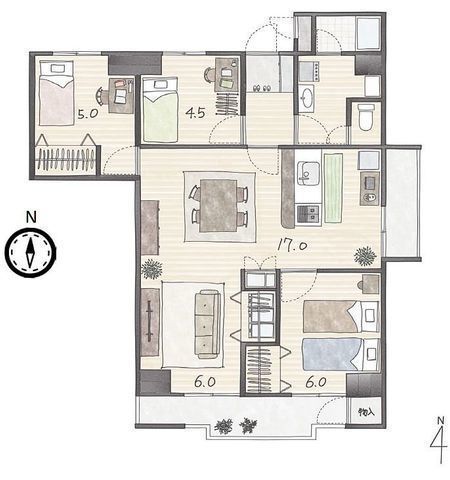 間取図/区画図:【6階部分南西向きで陽当たり眺望良好！座間駅徒歩10分の再生マンション！】