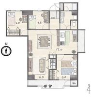間取図/区画図:【6階部分南西向きで陽当たり眺望良好！座間駅徒歩10分の再生マンション！】
