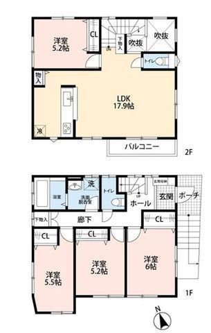 間取図/区画図:【柳小路駅徒歩6分、暮らしを豊かにする住まい】2階リビングは周囲を気にしないくつろぎ空間開放感いっぱいの玄関吹抜け季節を愉しめるお庭が魅力
